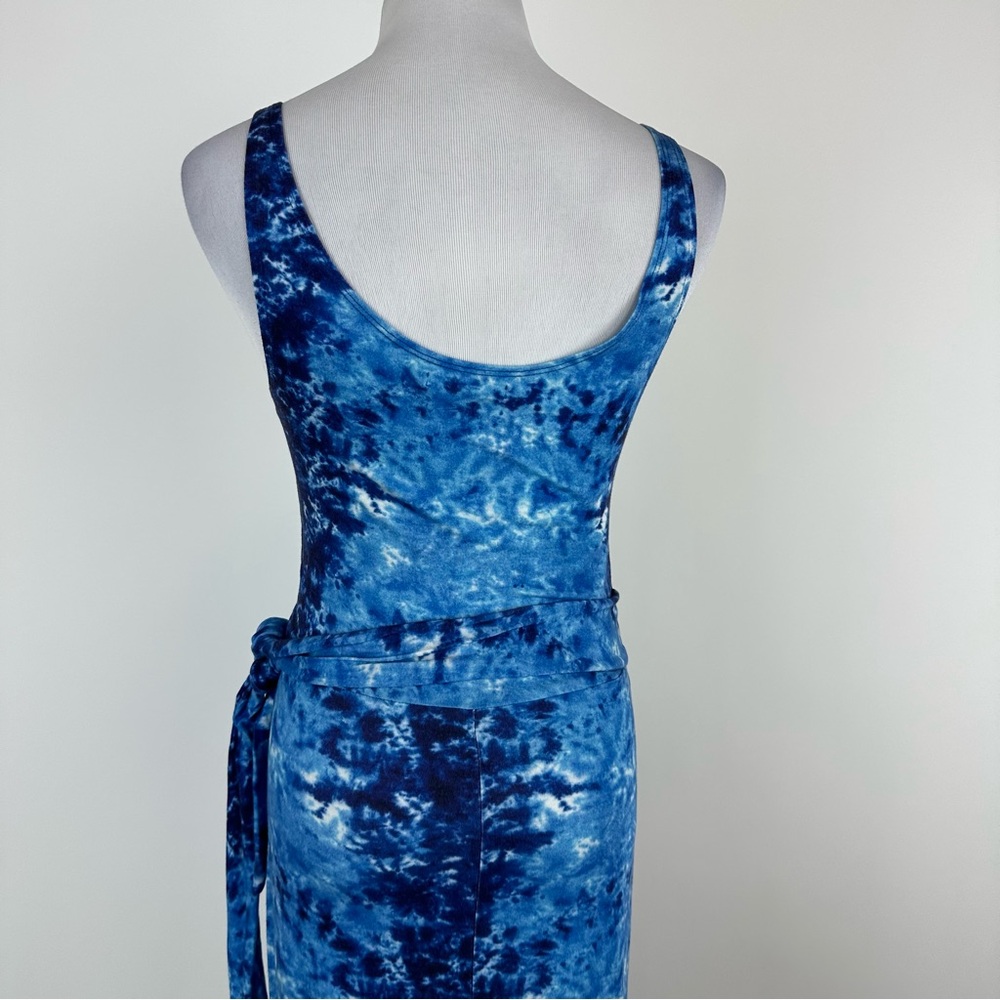 Reformation Jeans Blue Watercolor Kaila Wrap Tank Midi Dress Size Small - Picture 10 of 13